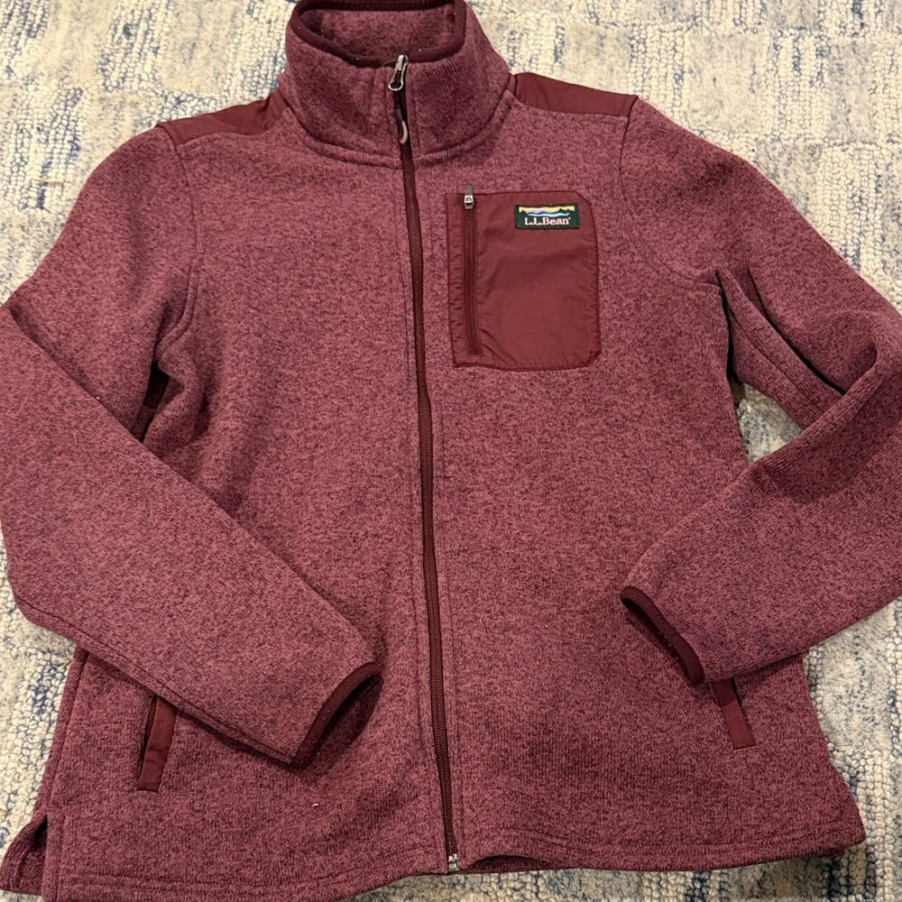 L.L. Bean Burgundy Zip-Up Utility  Jacket